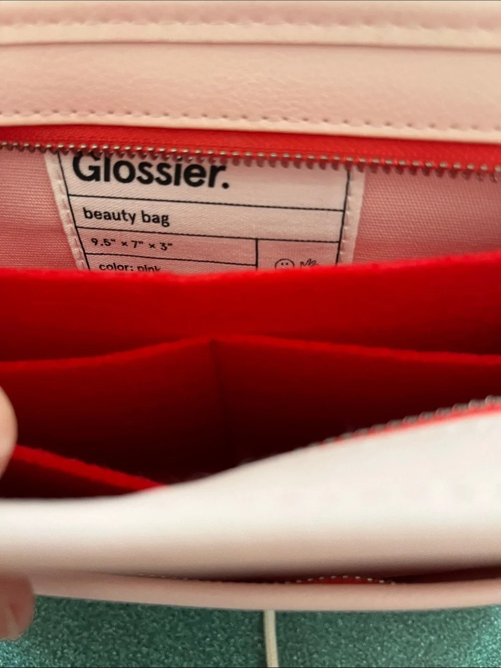 Glossier Blush Pink Bag New with Red Logo Large